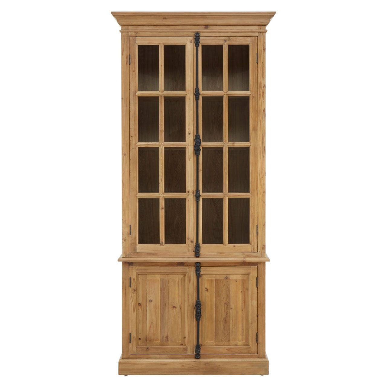 Banten Wooden Bookcase In Natural With 4 Doors
