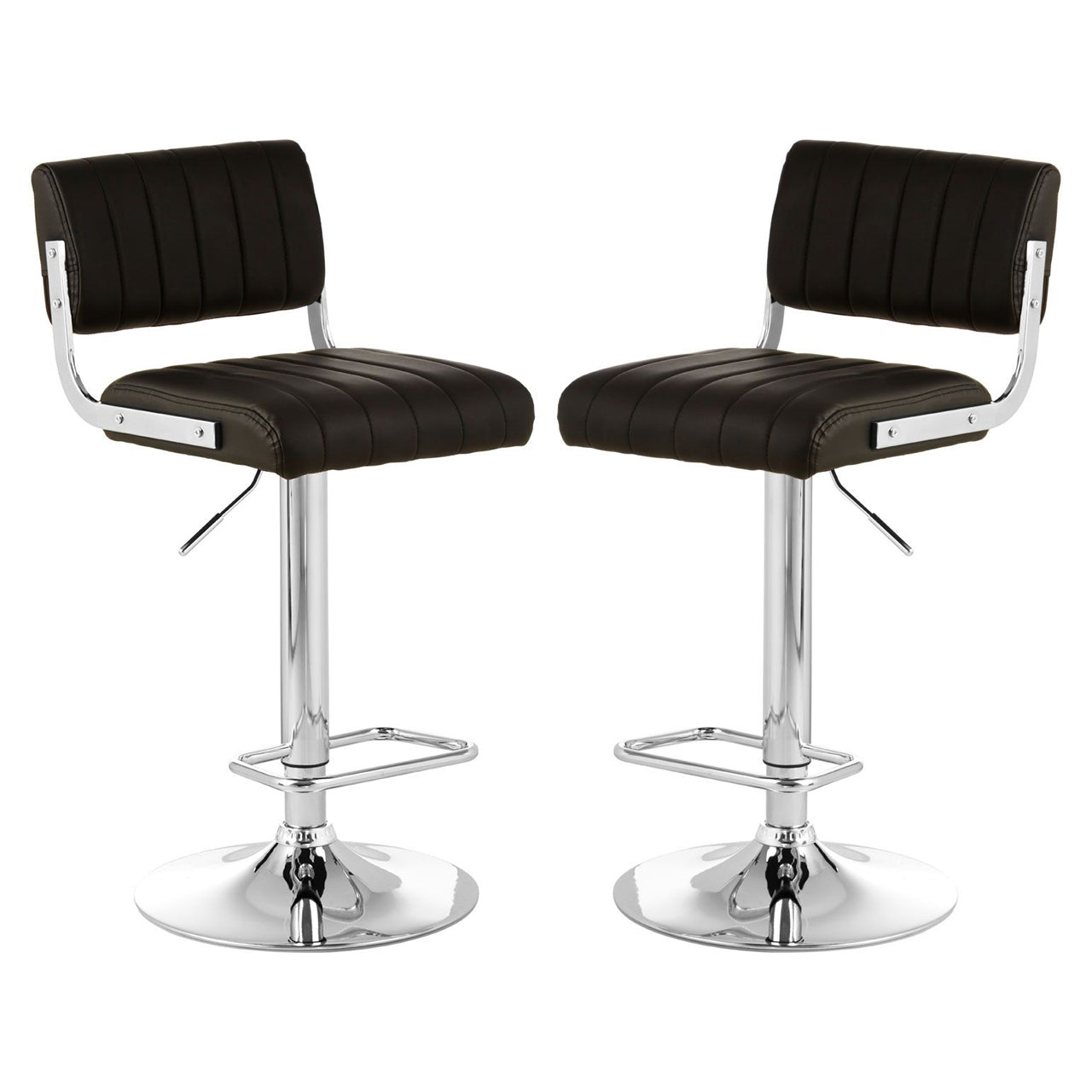 Stockholm Channel Design Black Faux Leather Bar Stools In Pair