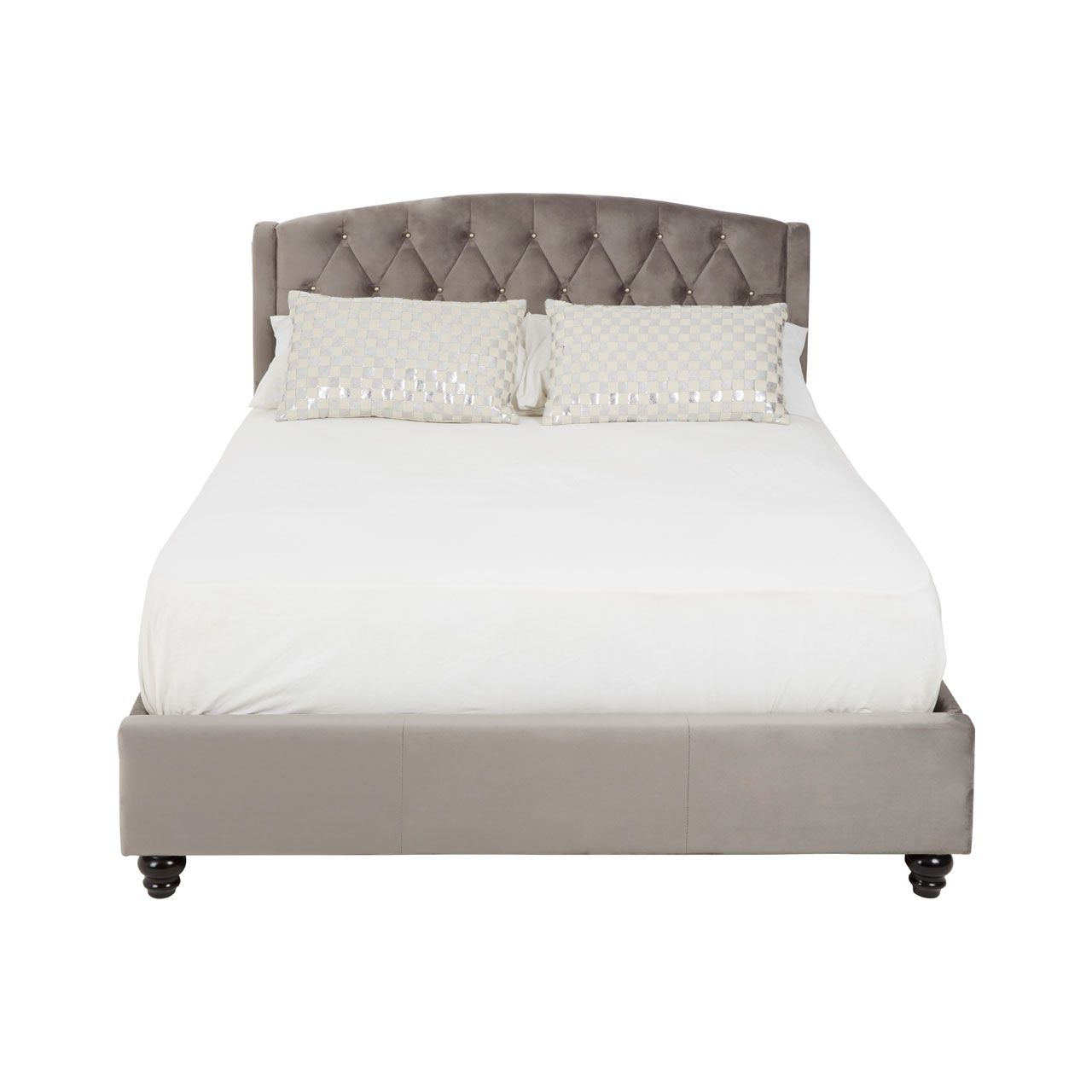 Josephine Velvet Double Bed In Steel
