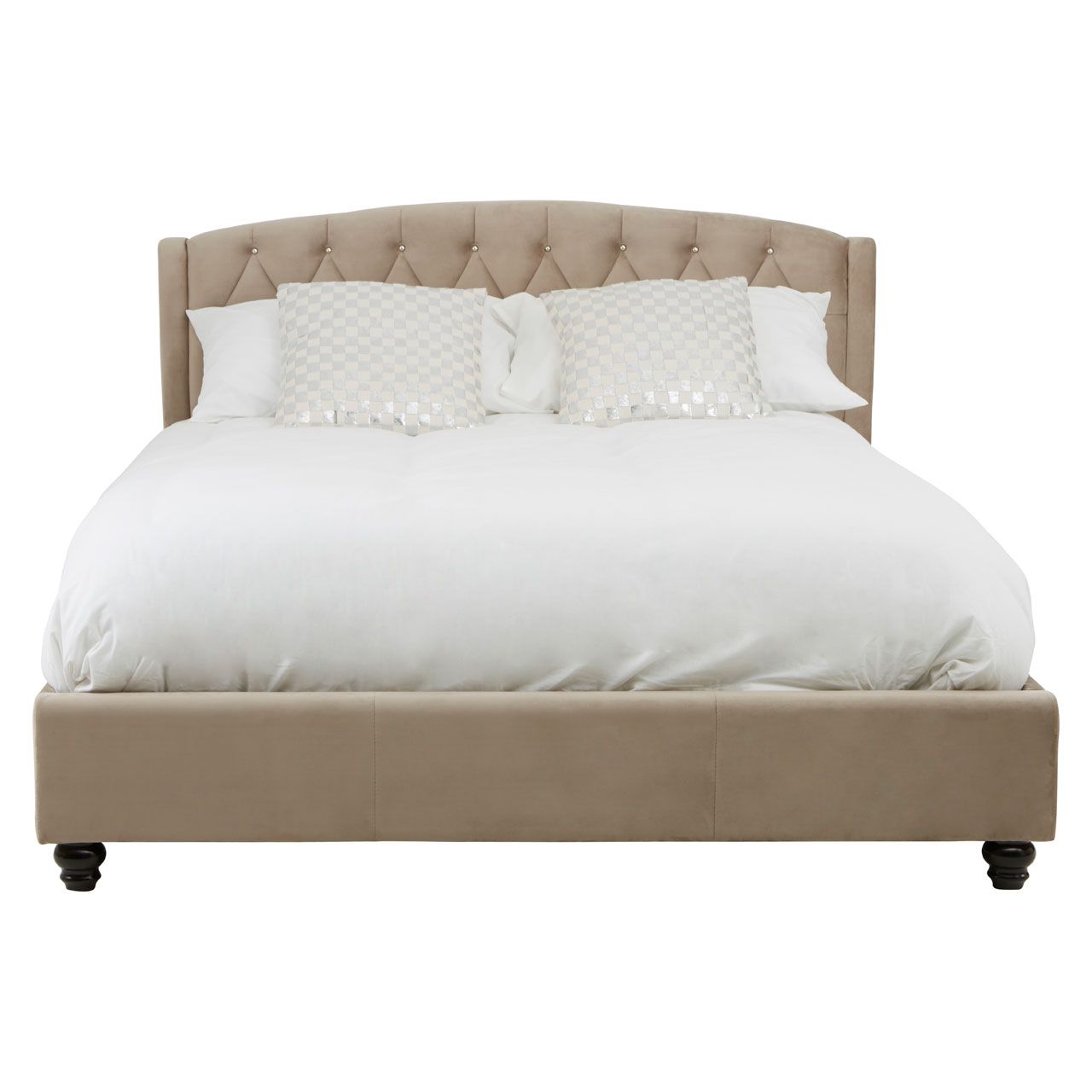 Josephine Velvet King Size Bed In Mink