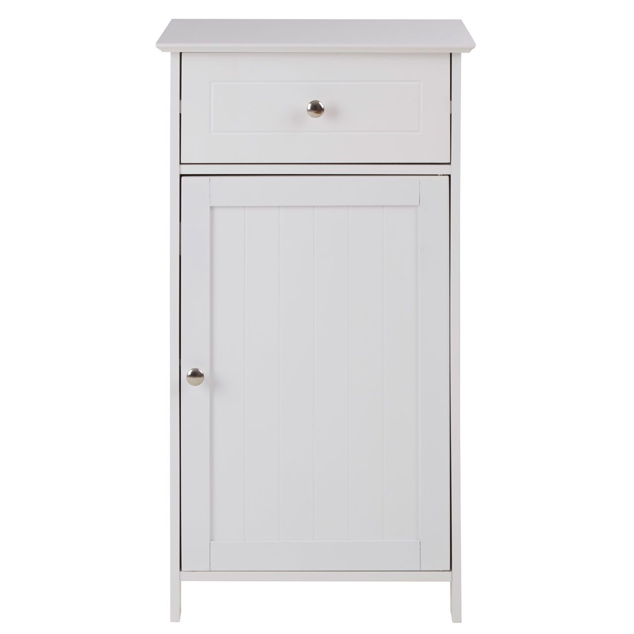 Portern Pine Wood Storage Cabinet In White 1 Door And 1 Drawer