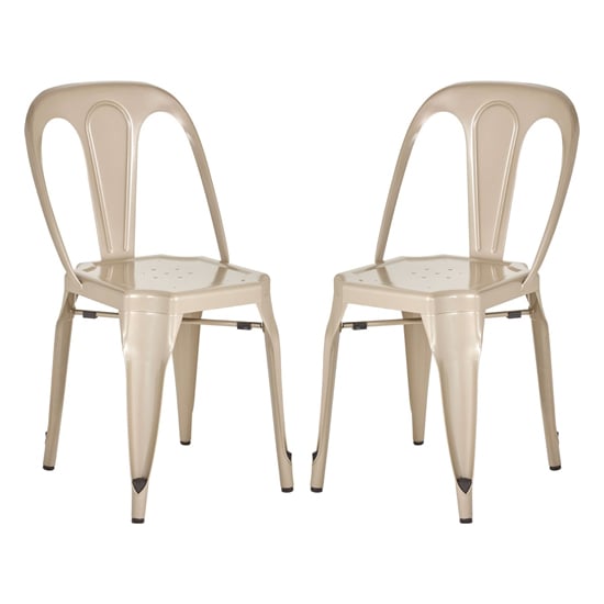 Grange Champagne Metal Dining Chairs In Pair