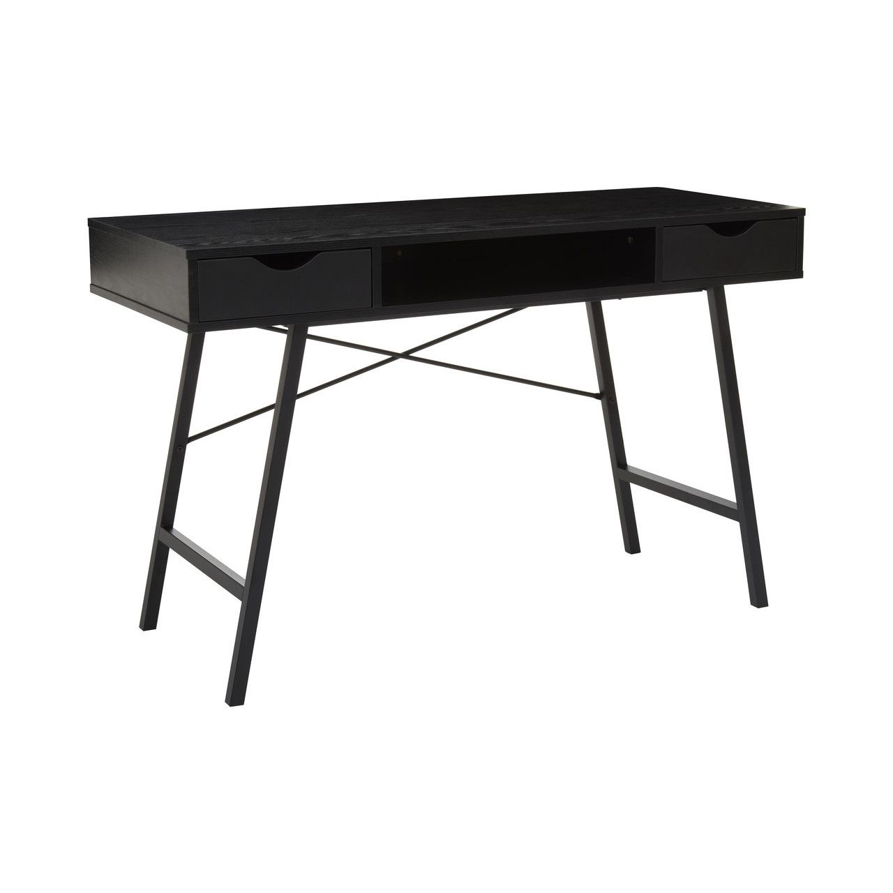 Bradbury Computer Desk With 2 Drawers In Black Oak And White