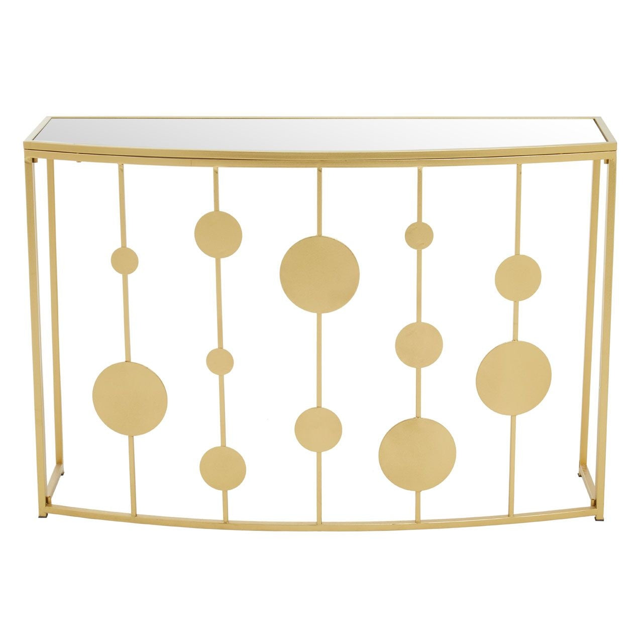 Farran Glass Console Table With Mirror And Gold Metal Frame