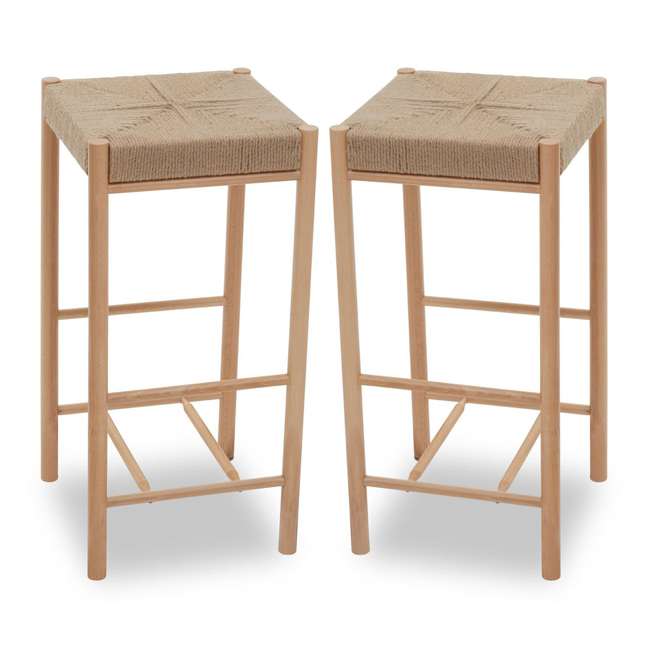 Bander Natural Wooden Bar Stools In Pair