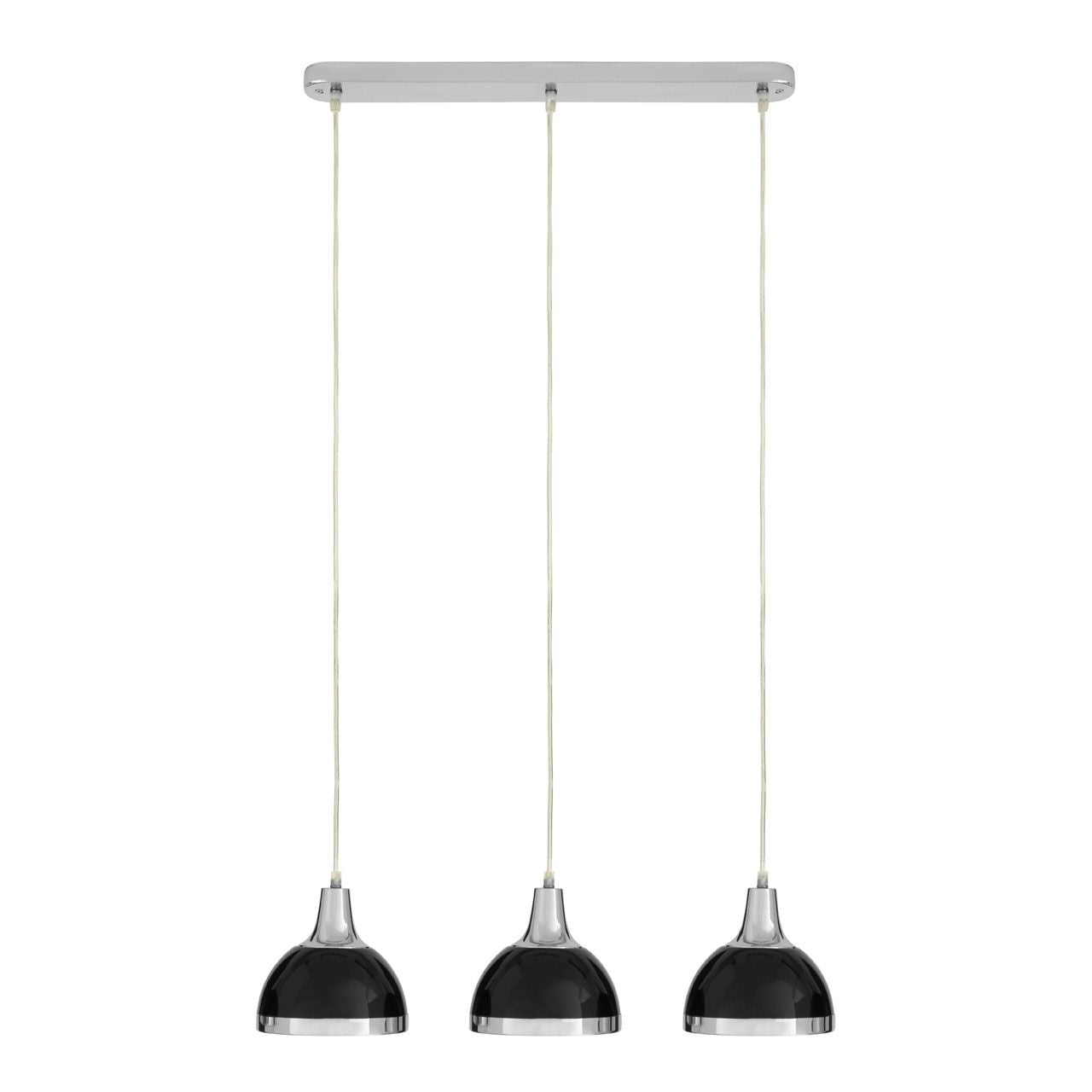 Jasper 3 Metal Shades Ceiling Pendant Light In Black And Chrome