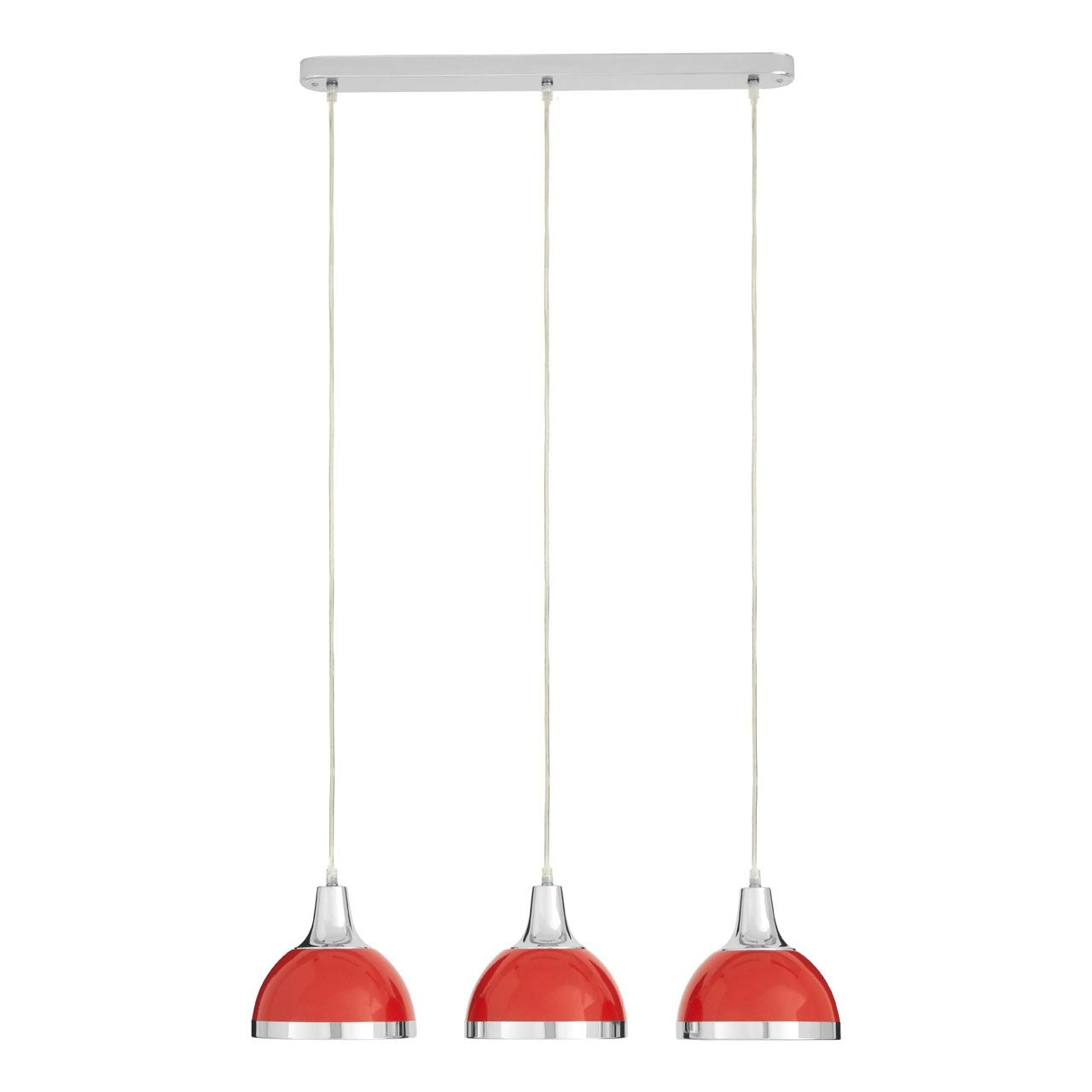 Jasper 3 Metal Shades Ceiling Pendant Light In Red And Chrome