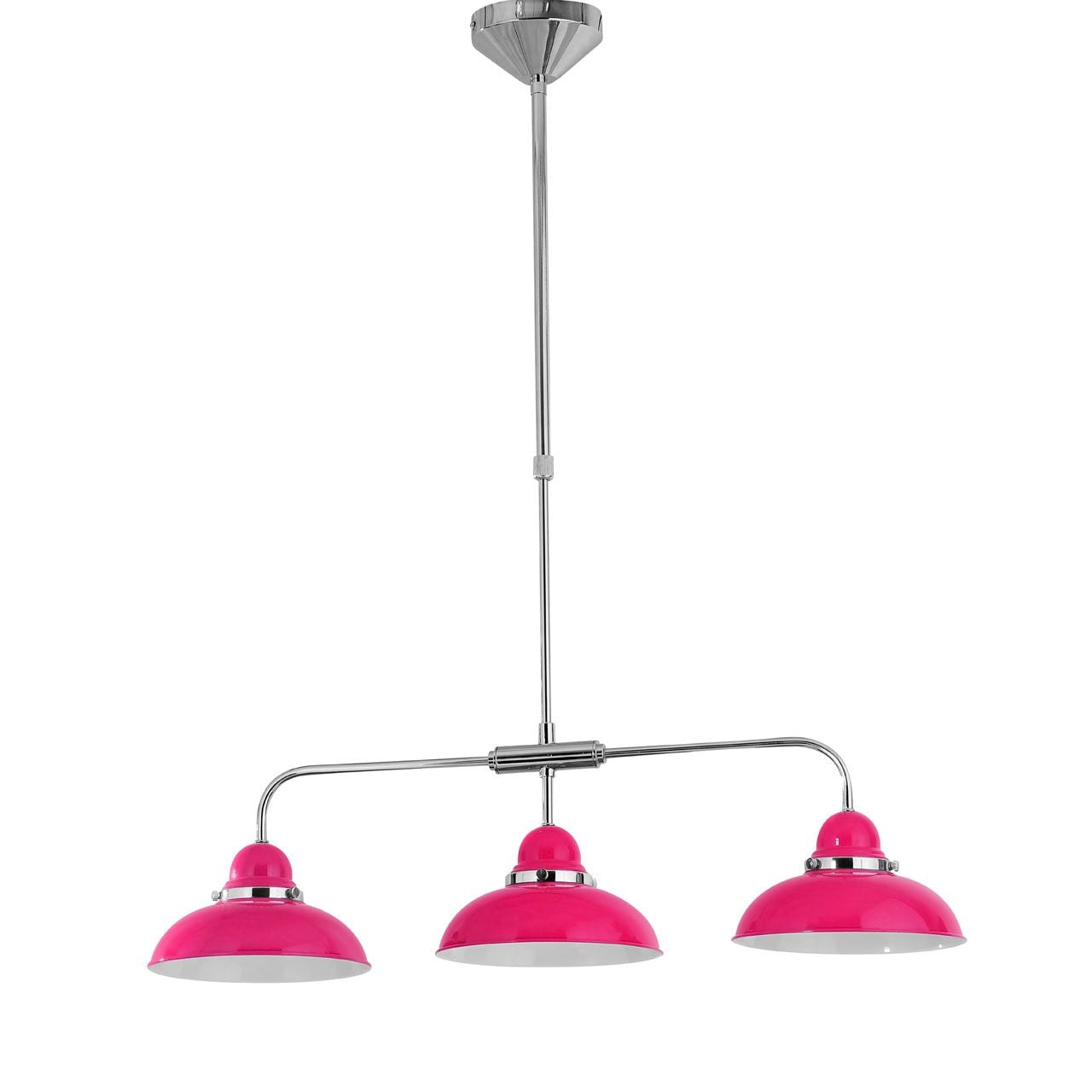 Jasper Industrial Style 3 Metal Shades Ceiling Pendant Light In Pink