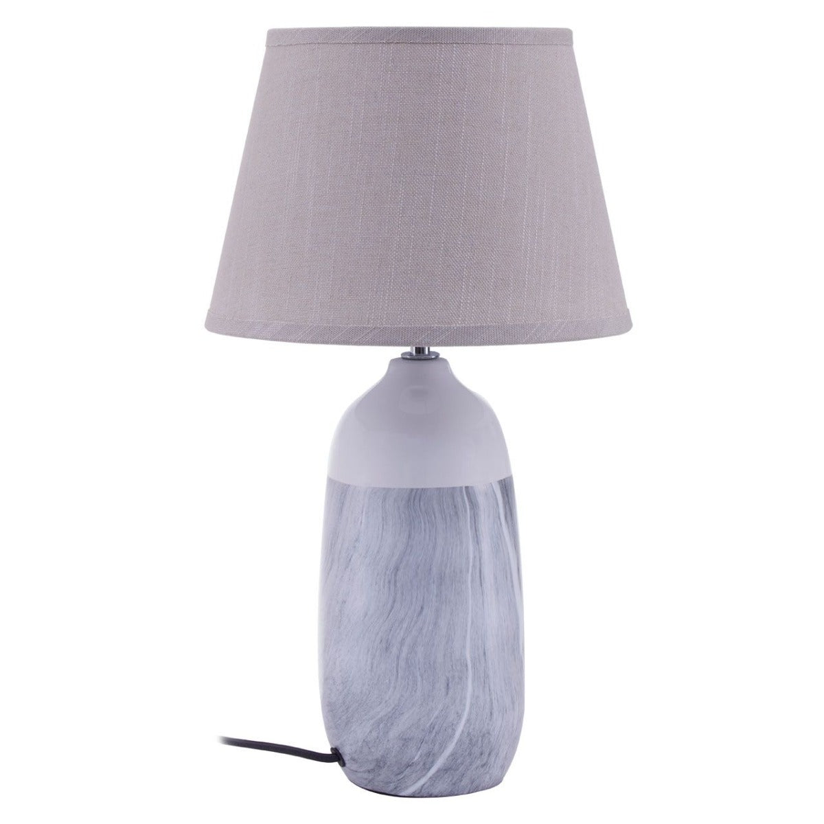 Welma Beige Fabric Shade Table Lamp With Dark Grey Ceramic Base