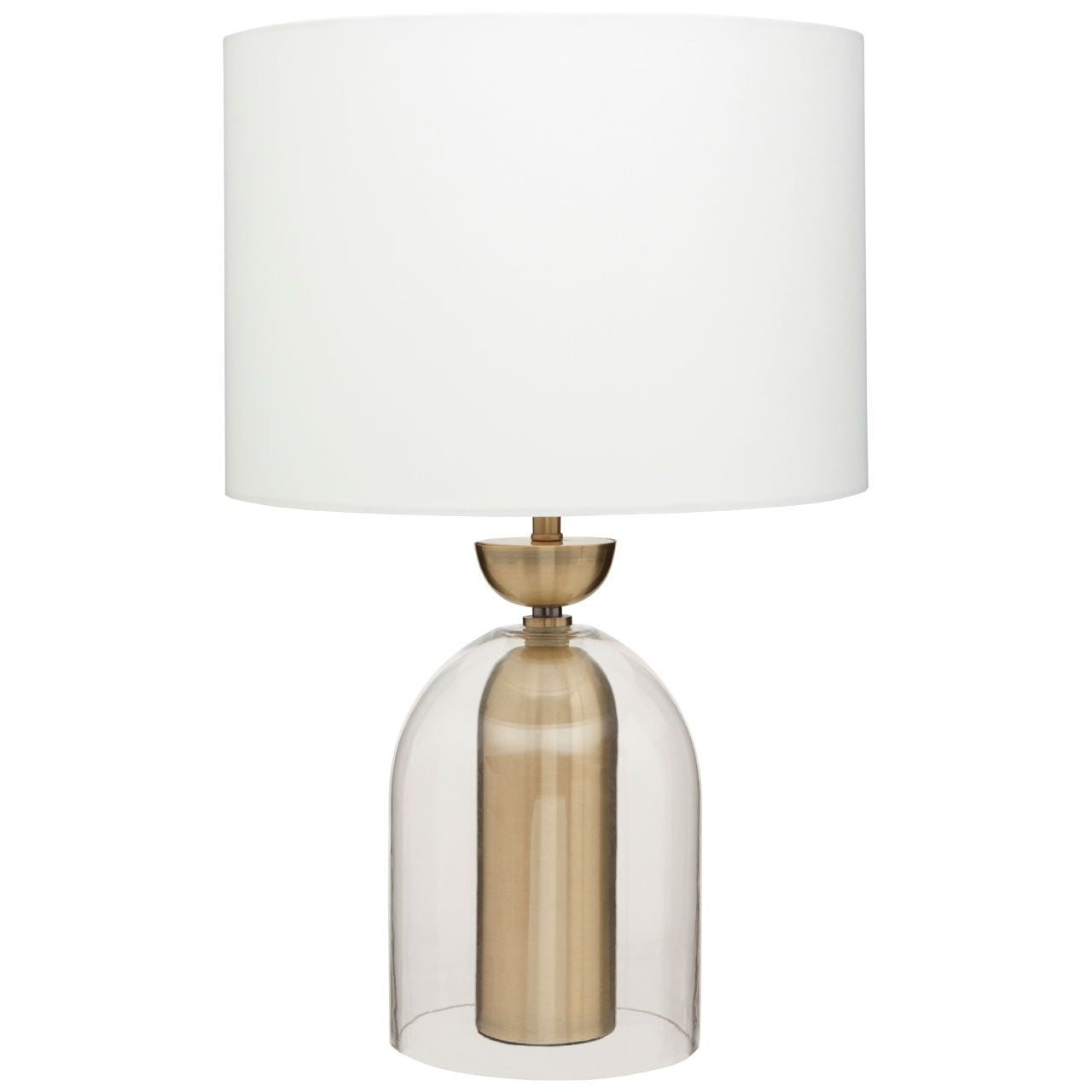Cevro White Glass Shade Table Lamp With Brass Metal Base