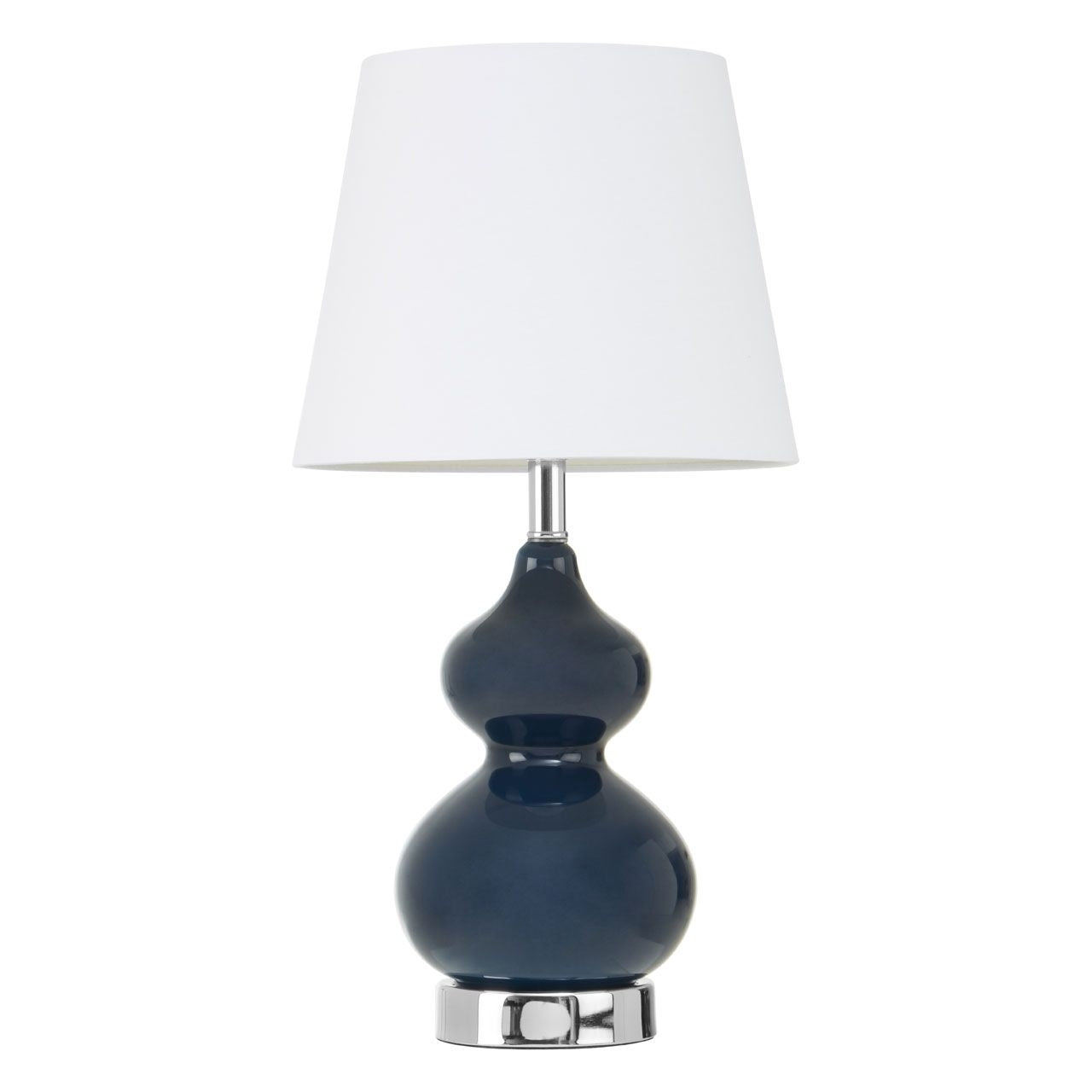 Heidy White Fabric Shade Table Lamp With Blue Glass Base