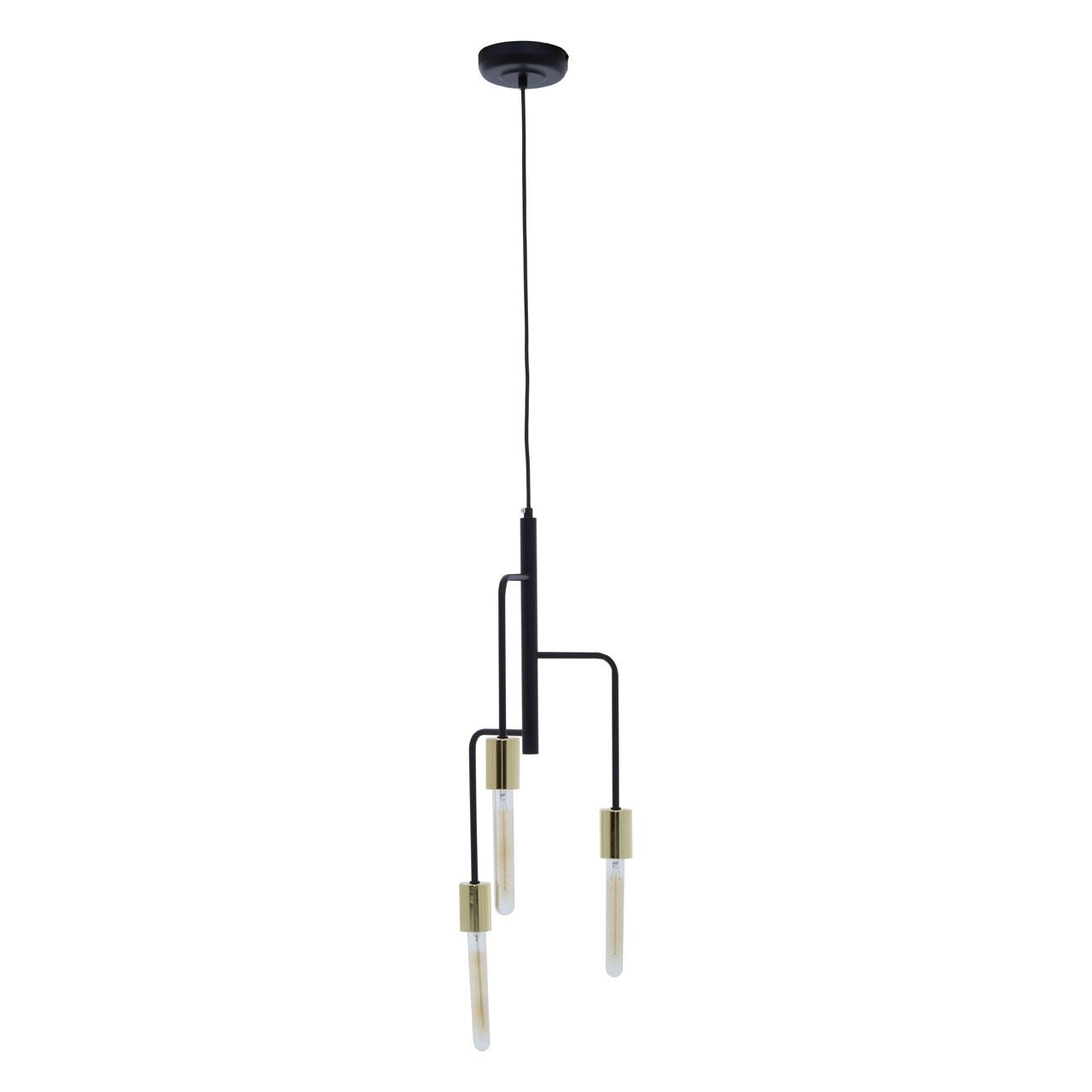 Lagona 3 Tubular Bulbs Ceiling Pendant Light In Gold And Black