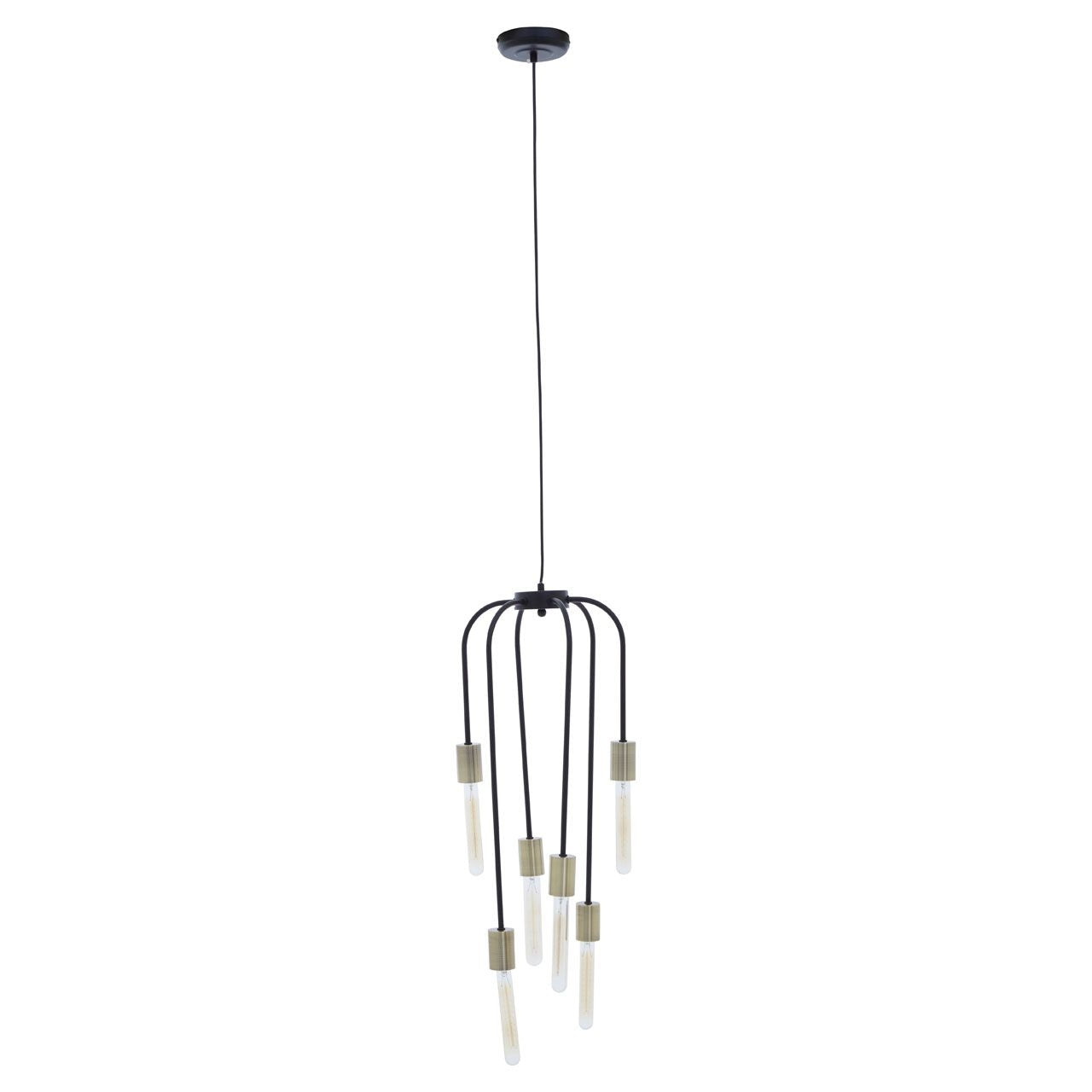 Lagona 6 Tubular Bulbs Ceiling Pendant Light In Black