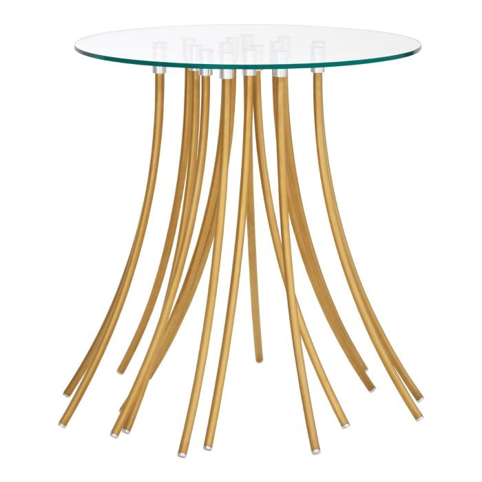 Ianto Clear Glass Side Table With Gold Metal Legs
