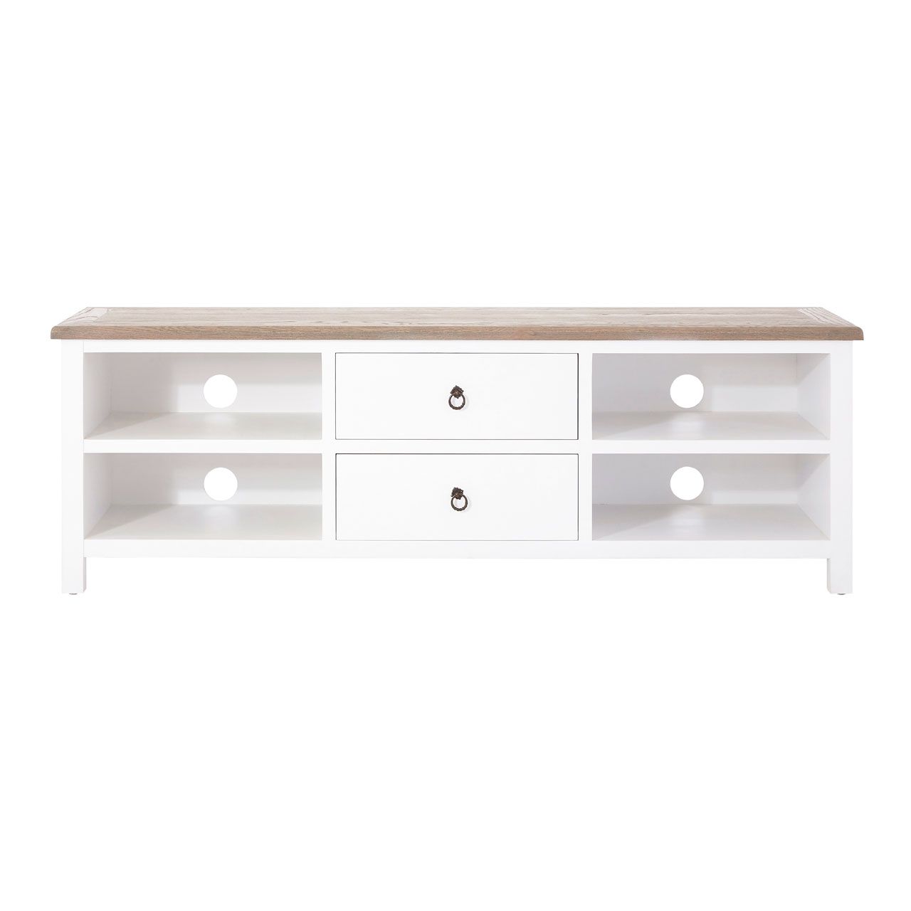 Hampstead Wooden TV Stand In White With 2 Drawers And 2 Shelves