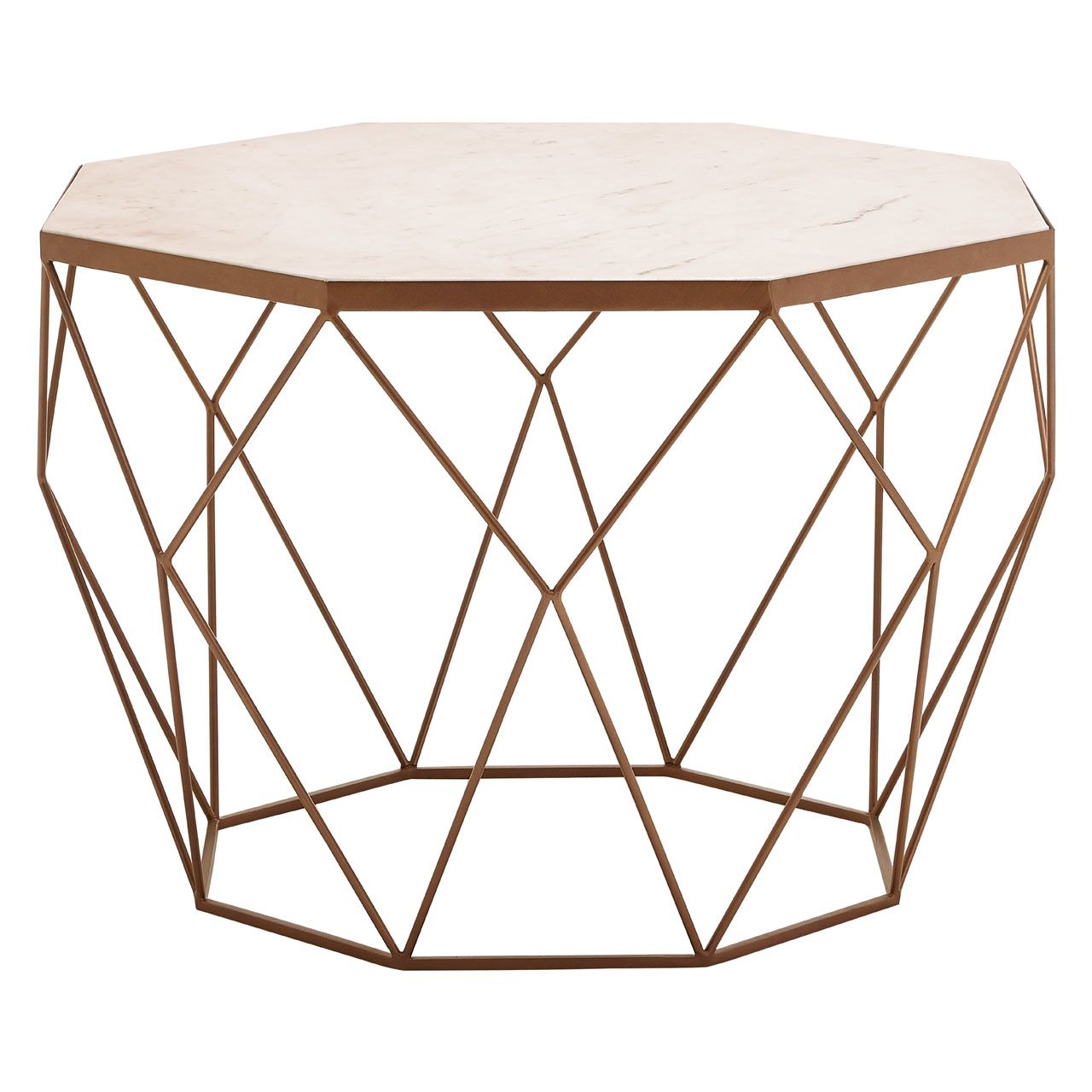 Shalimar Octagon Marble Coffee Table With Gold Metal Frame