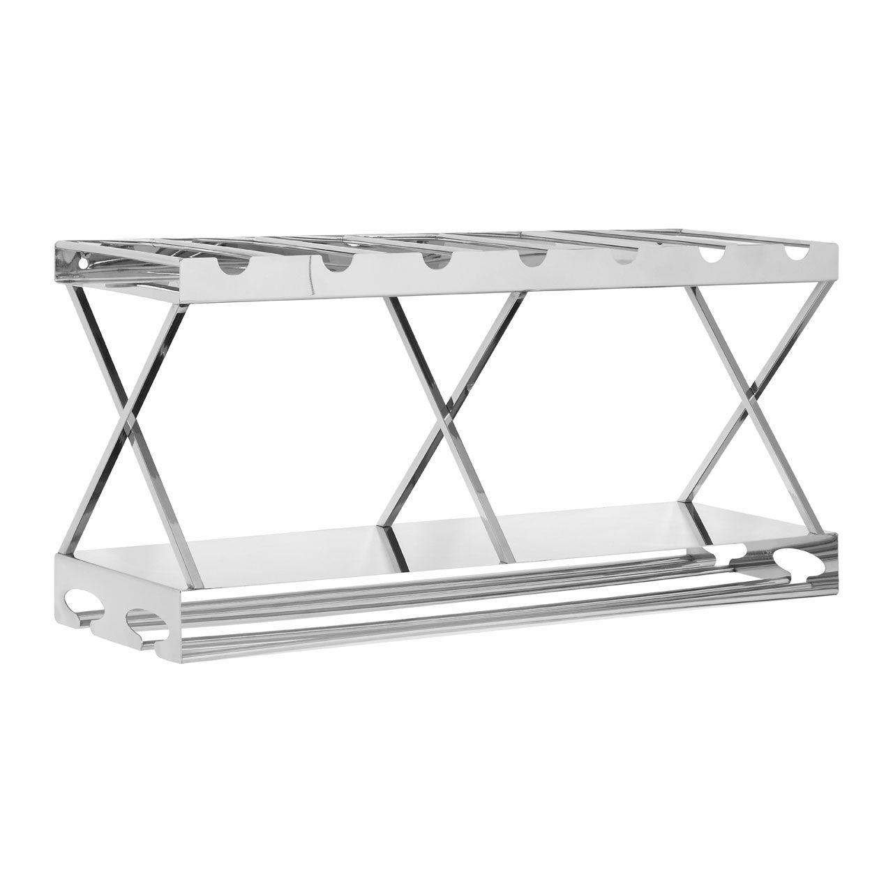 Novo 2 Tier Stainless Steel 7 Bottles Wine Rack In Silver
