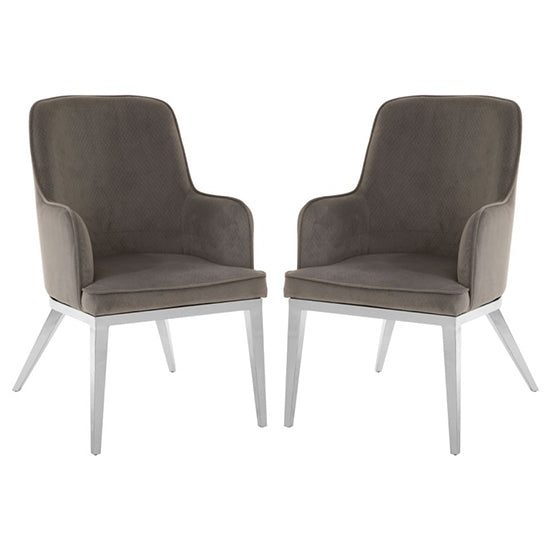 Enschede Grey Velvet Dining Chairs In Pair