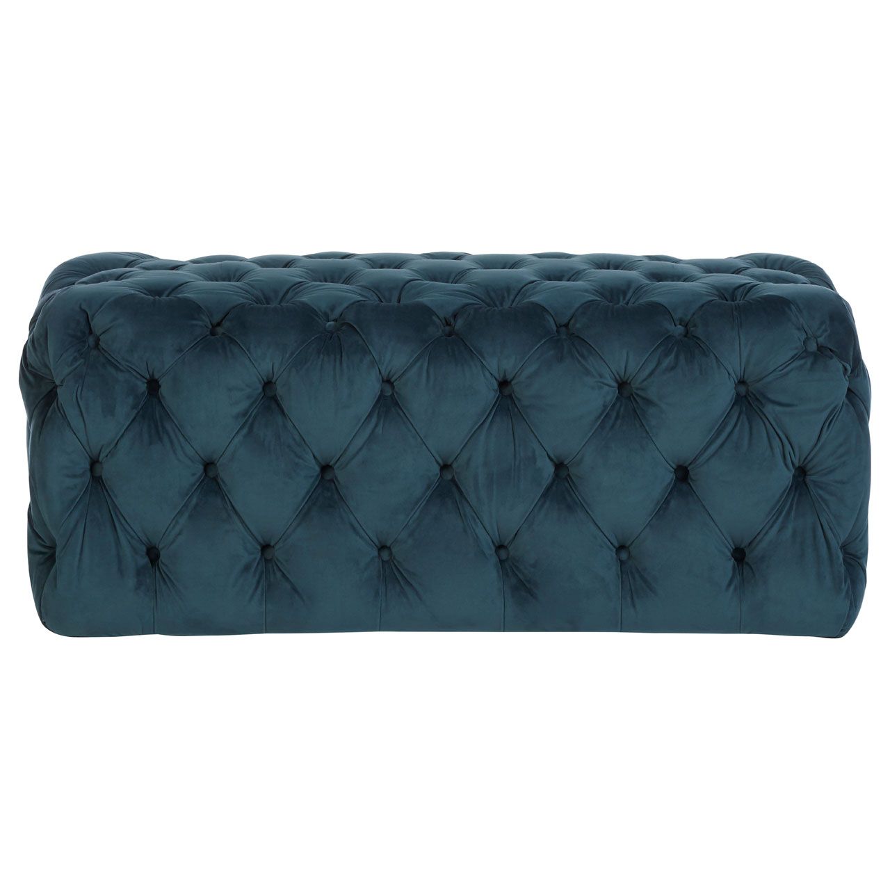 Sasha Polyester Velvet Footstool In Midnight Blue