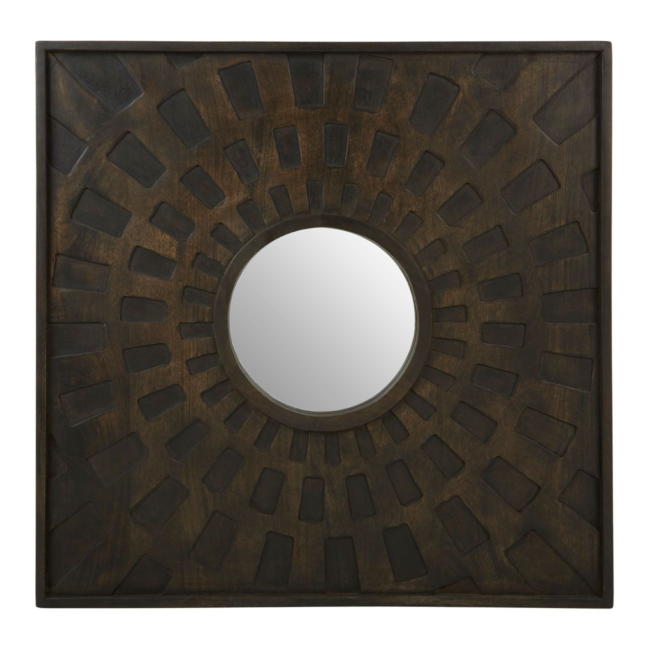 Suri Wall Bedroom Mirror In Weathered Brown Wooden Frame