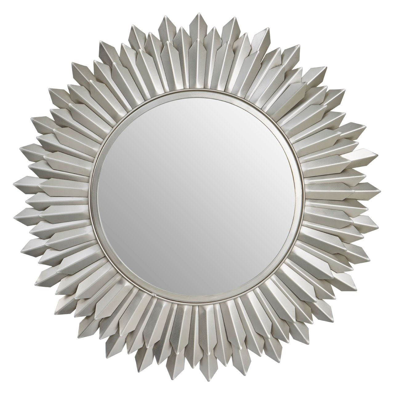 Templar Wall Bedroom Mirror In Nickel Frame Sunburst Effect