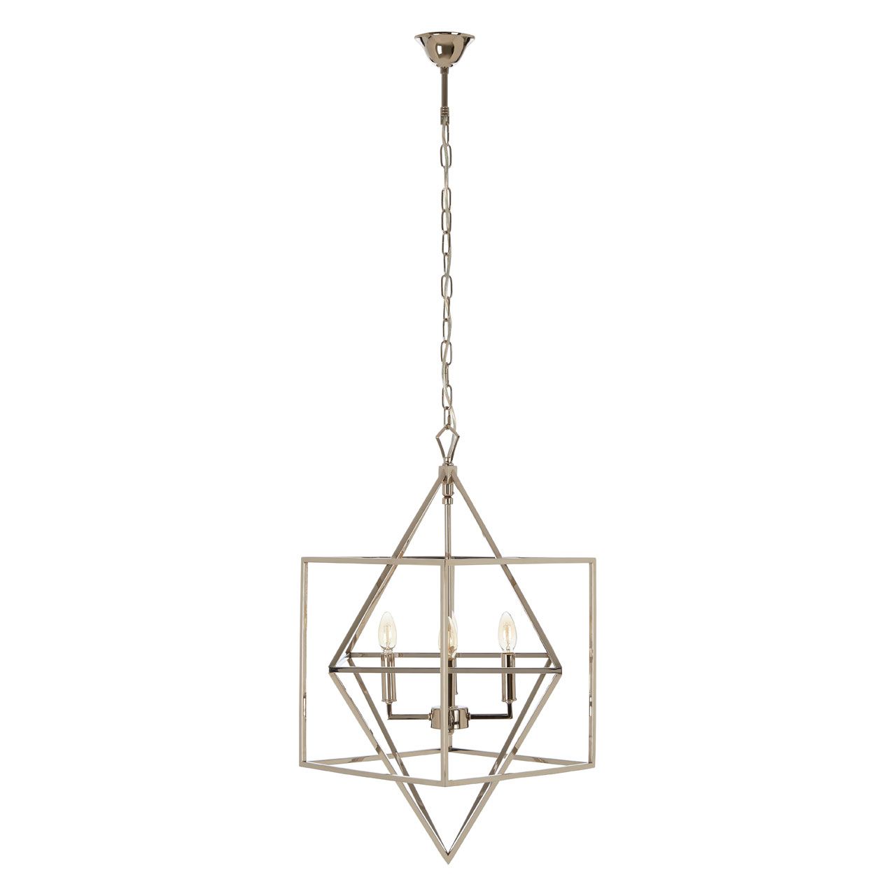 Kamara Square Chandelier Ceiling Light In Silver Nickel