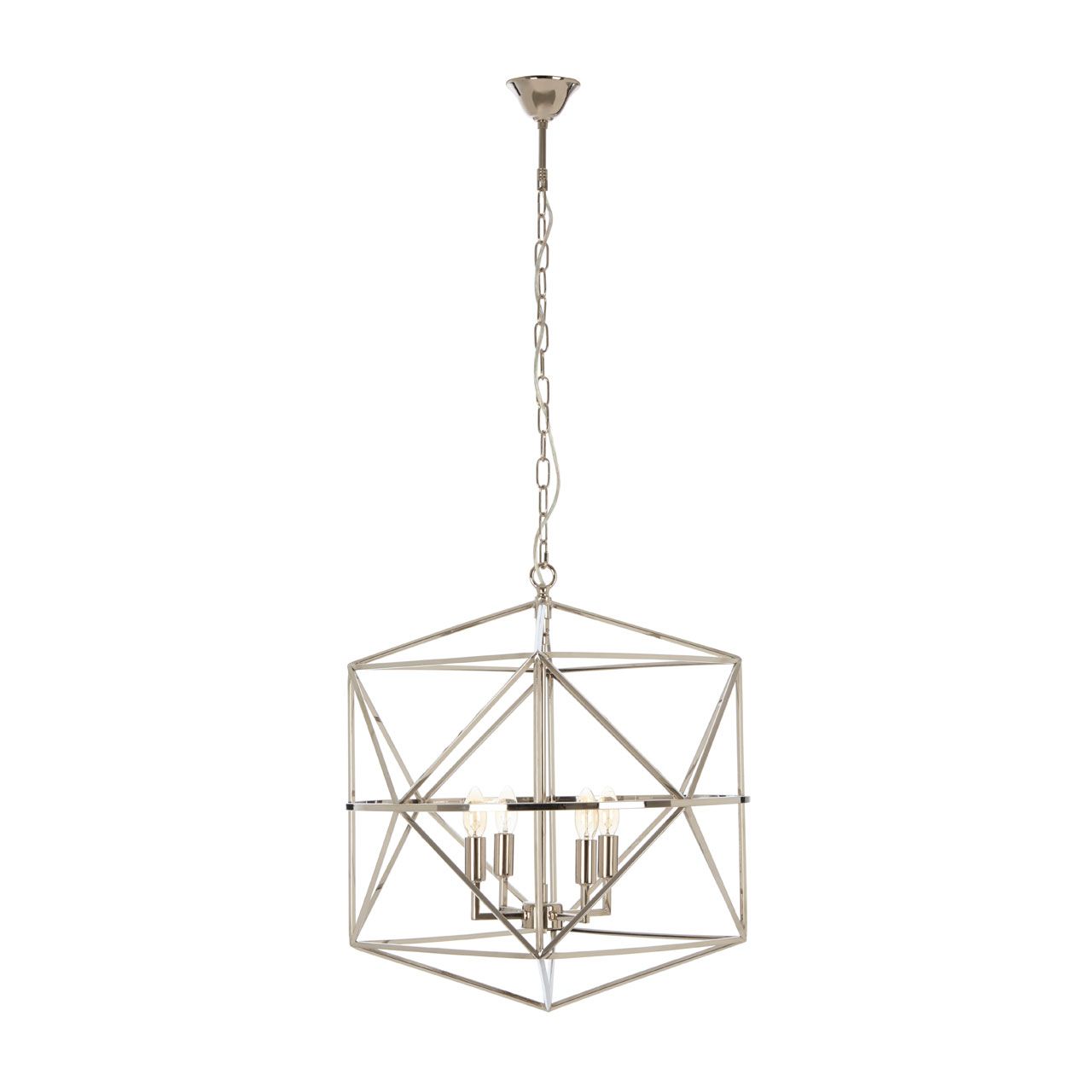 Kamara Hexagonal Chandelier Ceiling Light In Silver Nickel