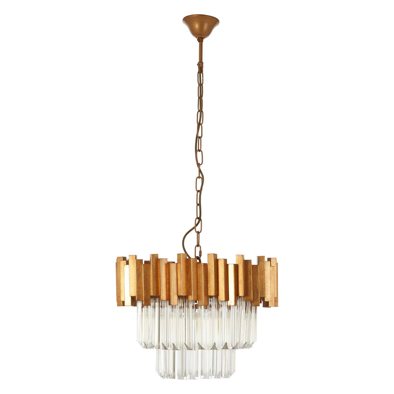 Lustra Clear Glass Chandelier Ceiling Light In Gold