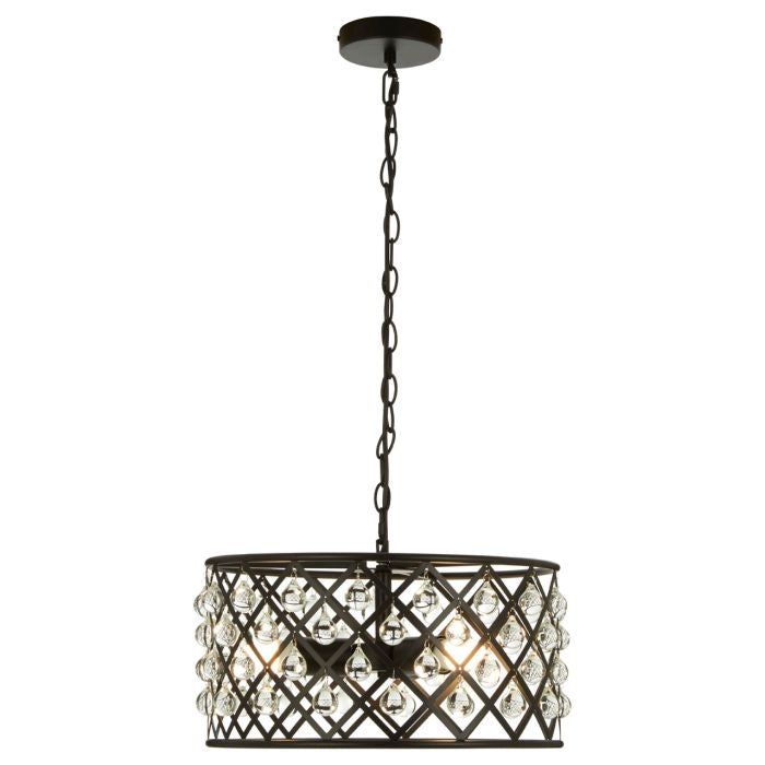 Alkham 3 Lights Cross Design Ceiling Pendant Light In Black