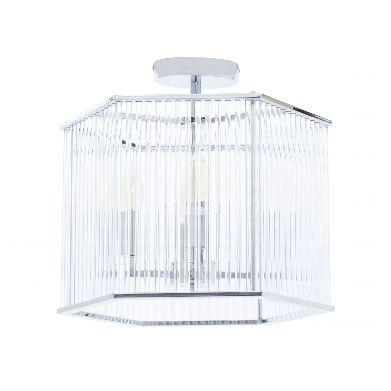 Lerci Hexagonal 4 Glass Shades Ceiling Pendant Light In Chrome