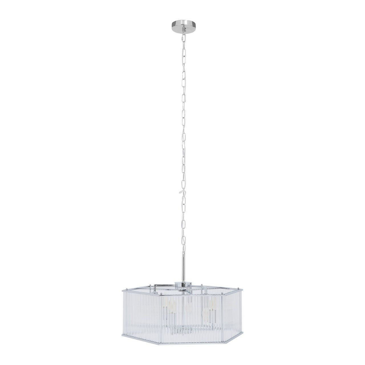 Lerci Hexagonal 6 Glass Shades Ceiling Pendant Light In Chrome