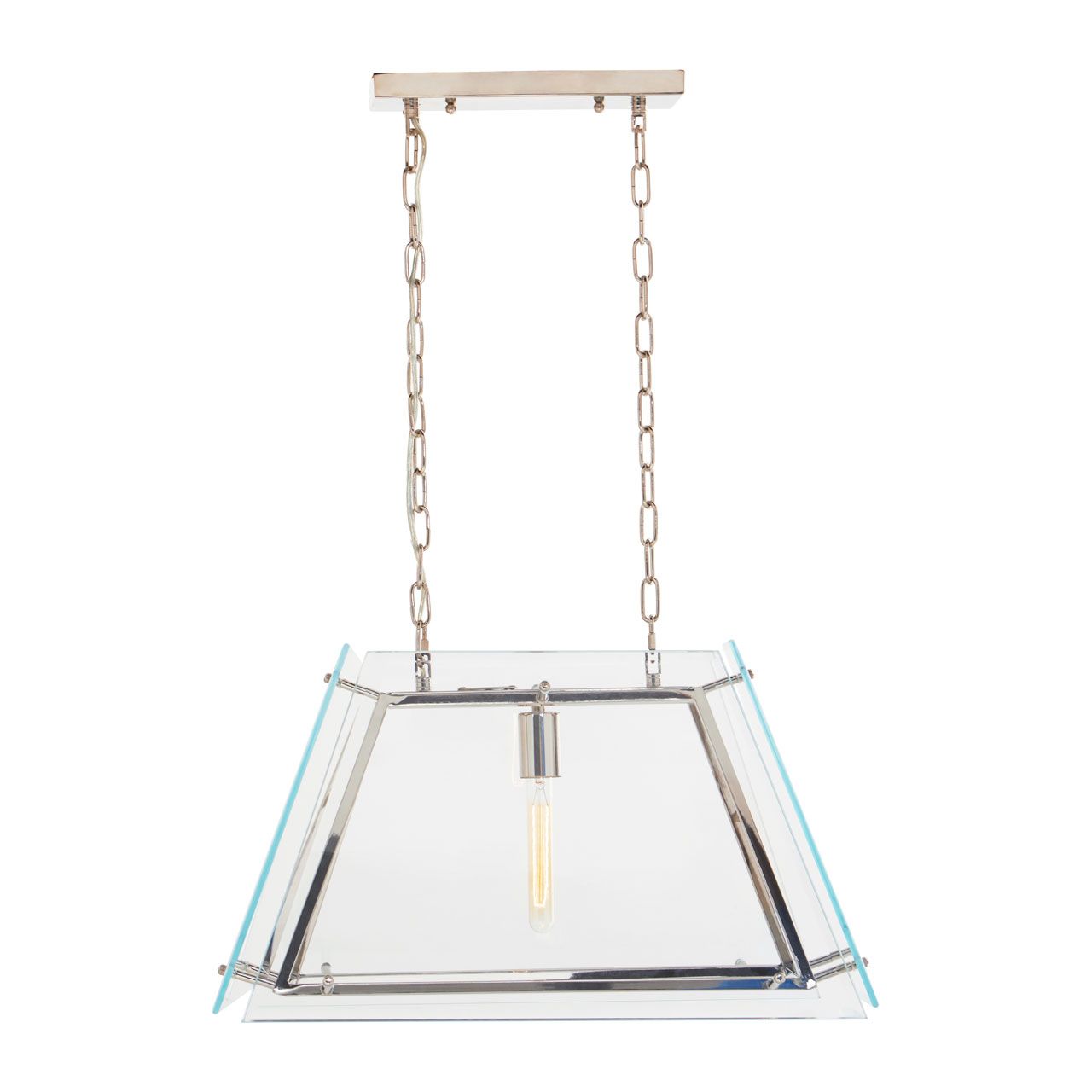 Palasso Small Clear Glass Frame Ceiling Pendant Light In Nickel