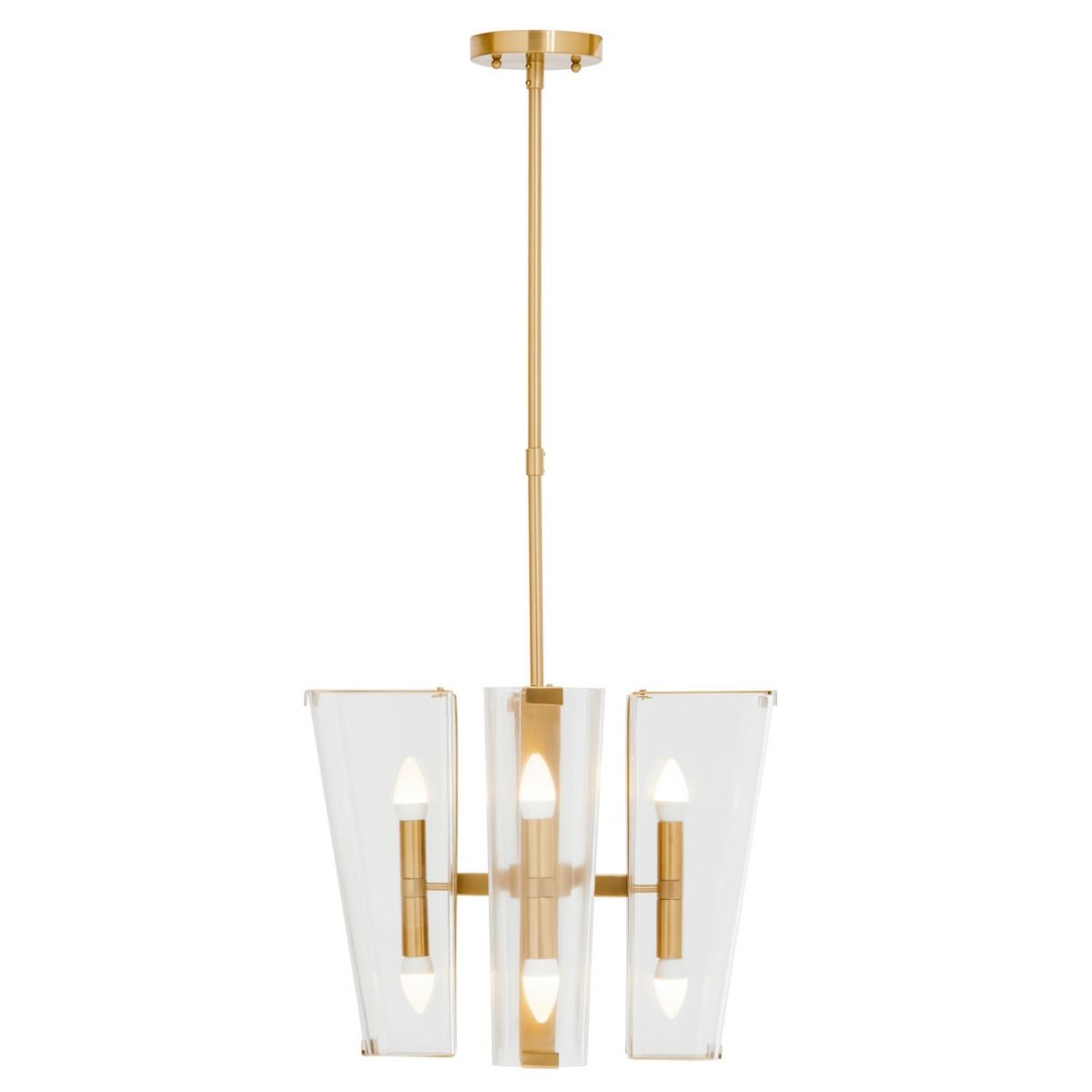Celeste Clear Glass Lanterns Ceiling Pendant Light In Antique Brass