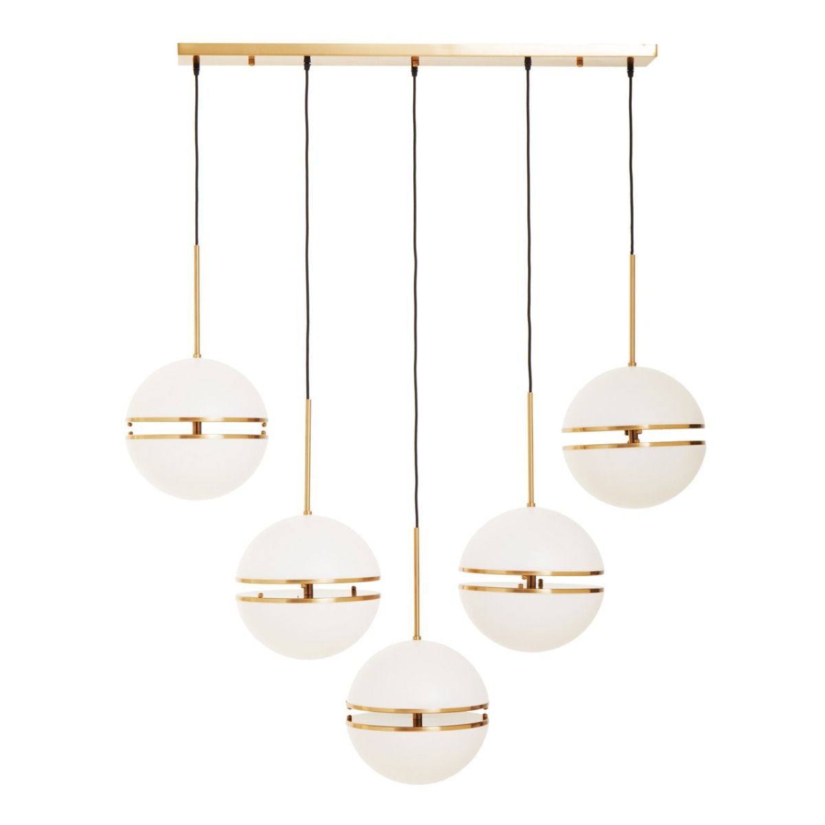Abira Five Ball Ceiling Pendant Light In Brass