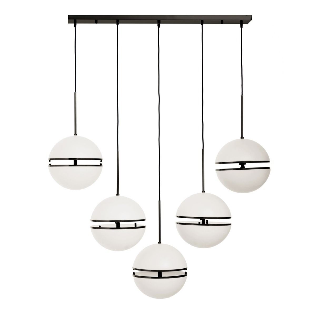 Abira Five Ball Ceiling Pendant Light In Matte Black