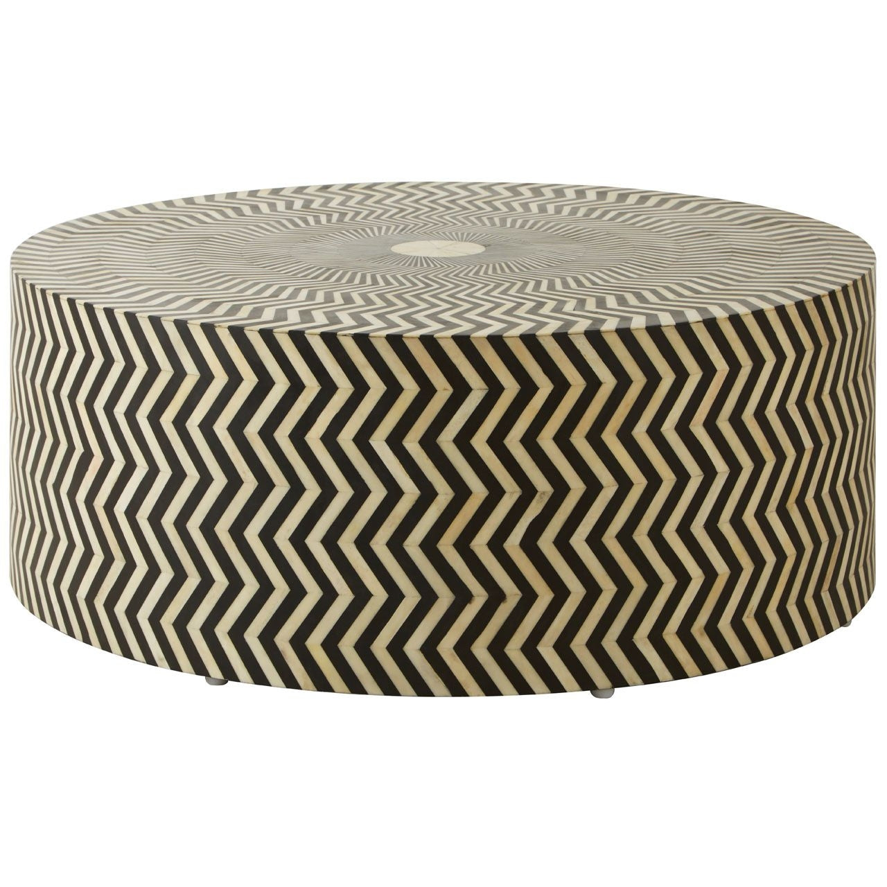 Fusion Round Wooden Coffee Table In Buffalo Bone