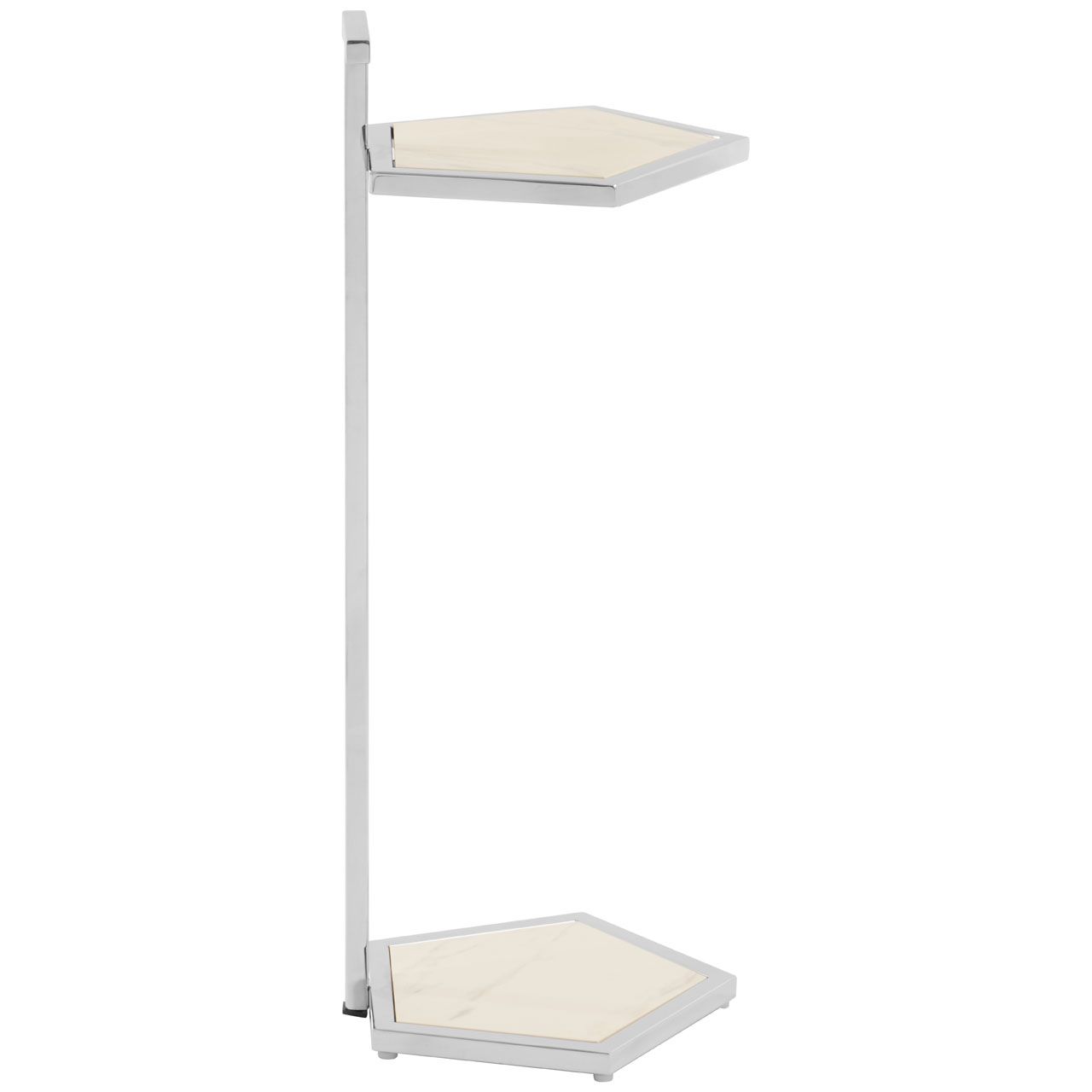 Piermount Pentagonal Porcelain End Table In White And Silver