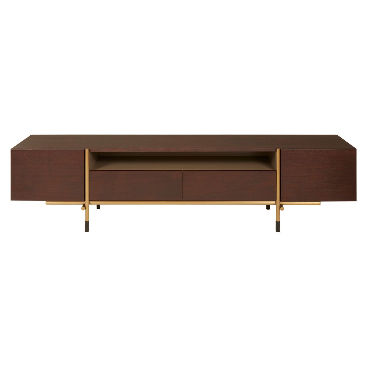Delta Wooden TV Stand In Brown With 2 Doors And 2 Drawers