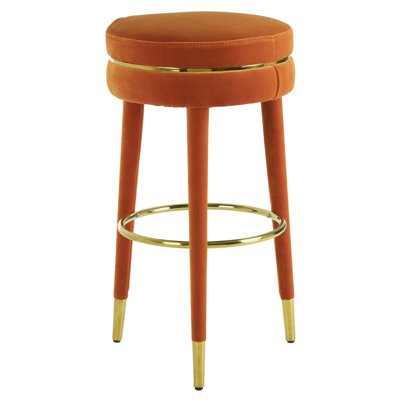 Manhattan Round Velvet Bar Stool In Orange