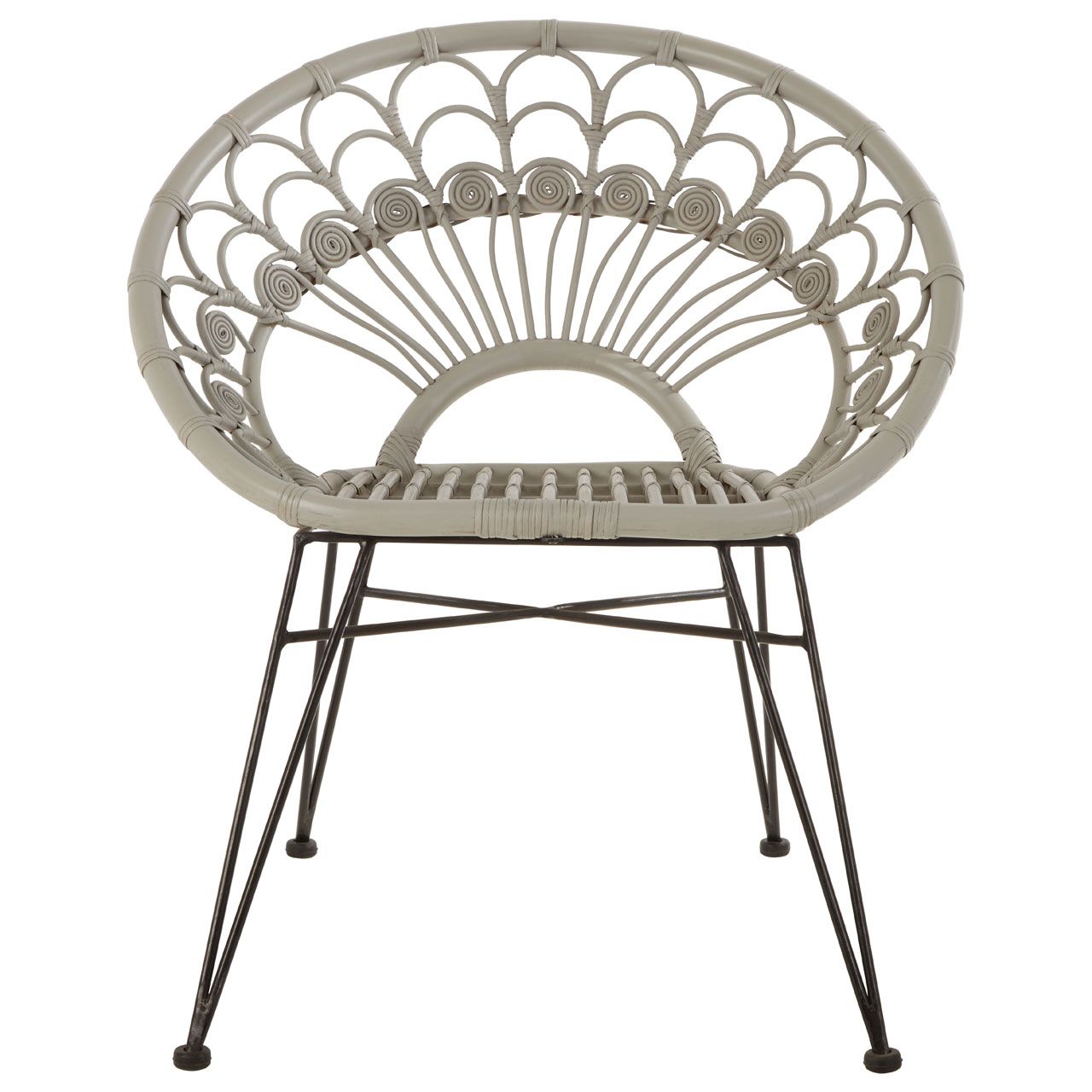 Manado Kubu Rattan Bedroom Chair In Grey With Black Iron Legs