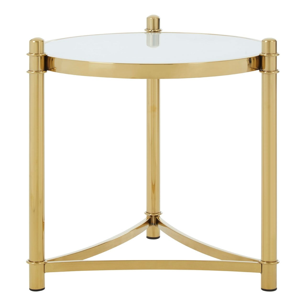 Tula White Glass Top Side Table With Gold Stainless Steel Base