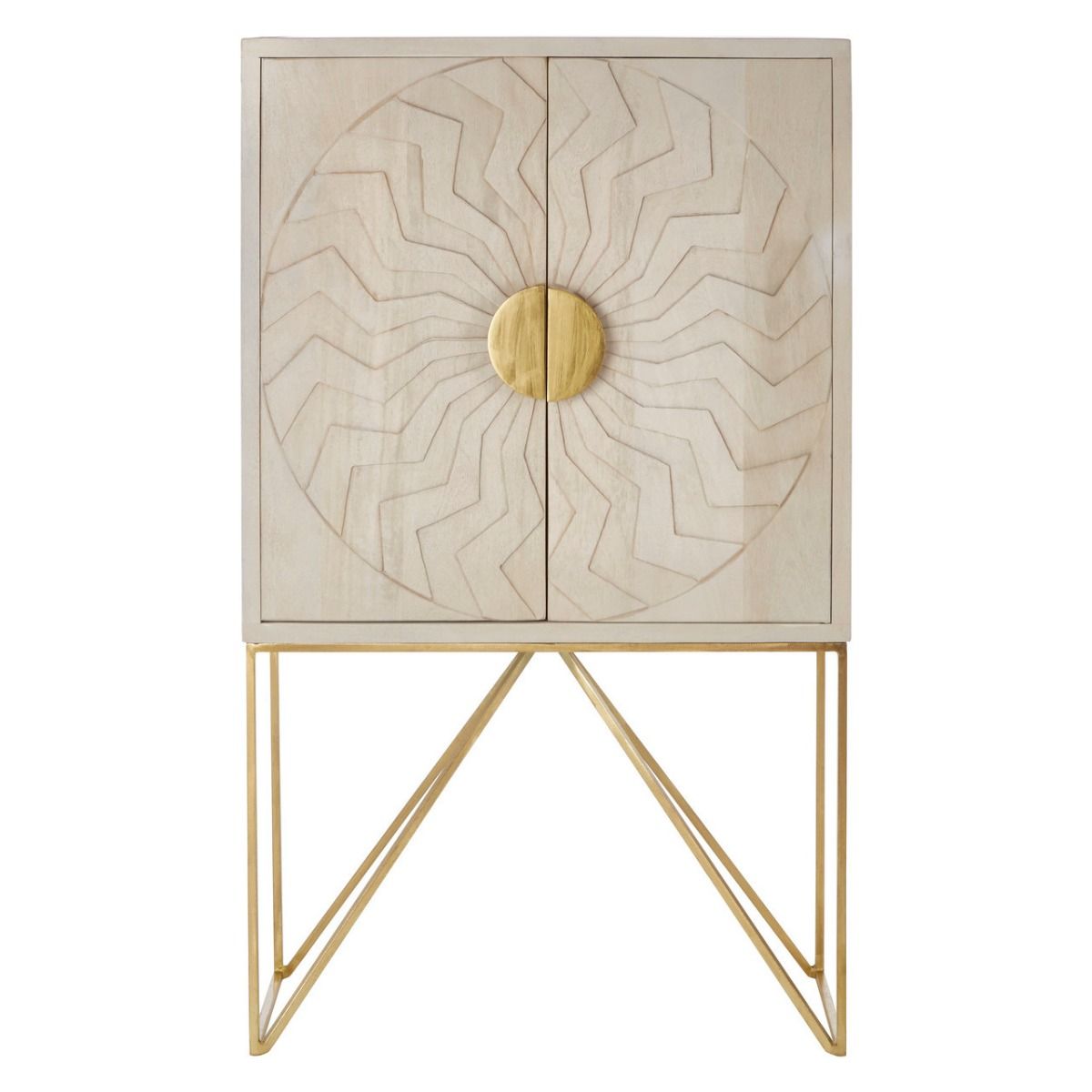 Sadras Wooden Storage Cabinet In Whitewash With 2 Doors