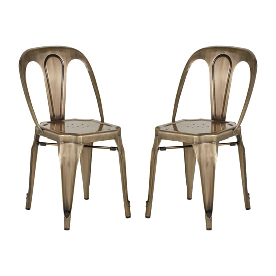 Grange Brass Metal Dining Chairs In Pair