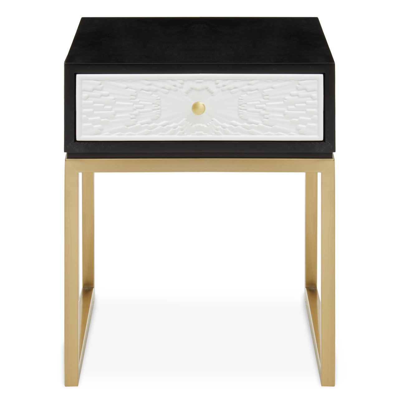 Dumas Wooden Side Table In Black With 1 Drawer