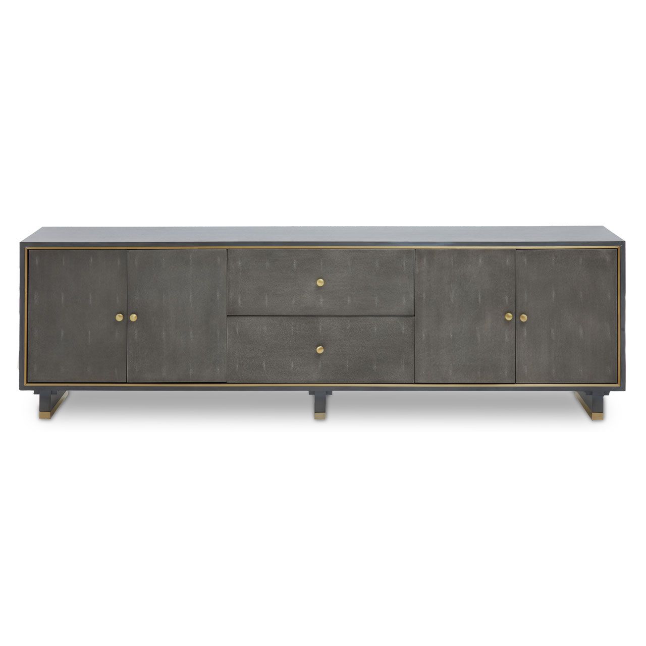 Deskey Wooden TV Stand In Shagreen Effect With 4 Doors And 2 Drawers