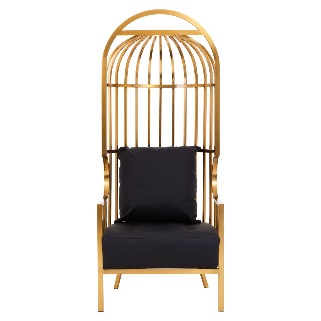 Eliza Dome Cage Lounge Chair In Brushed Gold Stainless Steel Frame