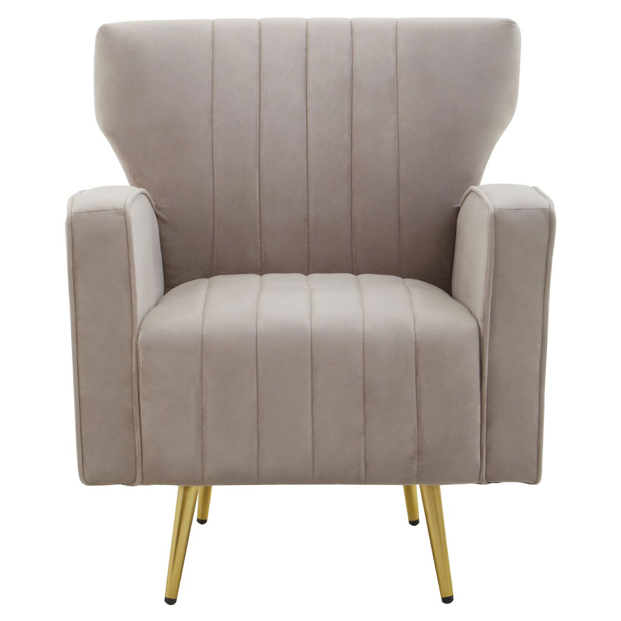 Hayley Velvet Armchair In Mink With Gold Metal Legs