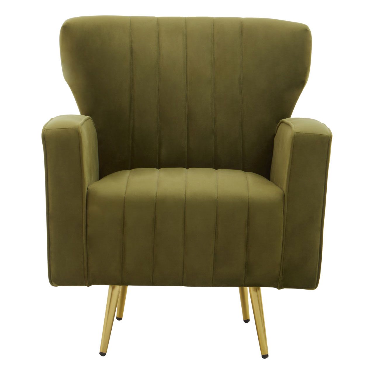 Hayley Velvet Armchair In Green With Gold Metal Legs