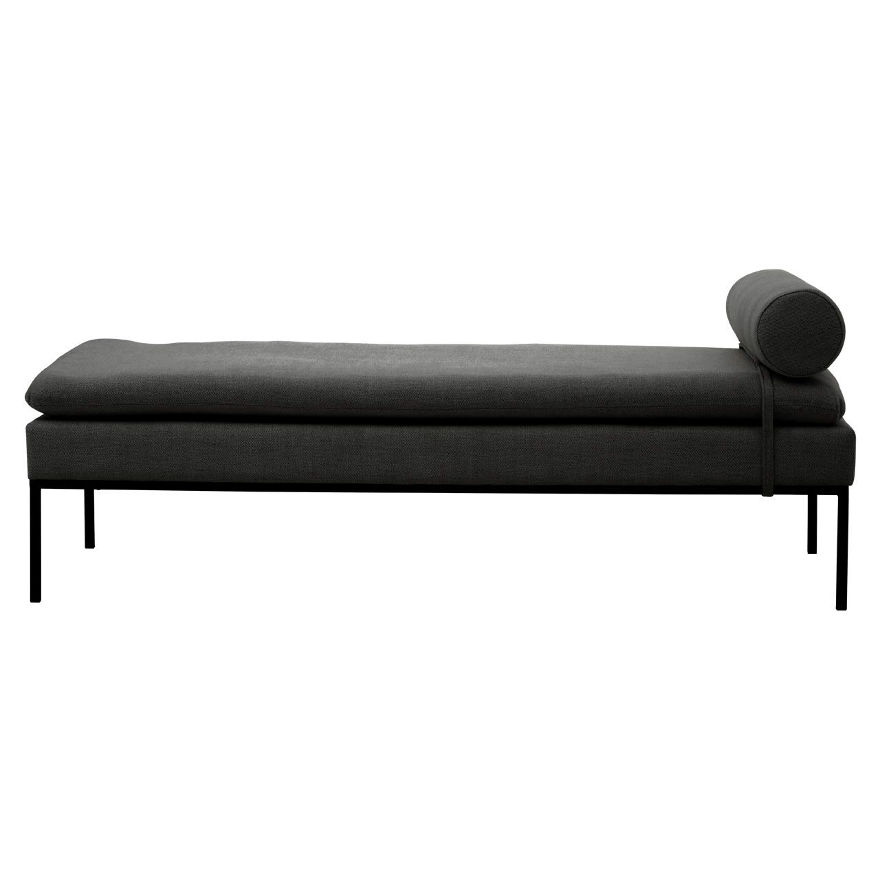 Harley Fabric Day Bed In Grey With Black Metal Legs
