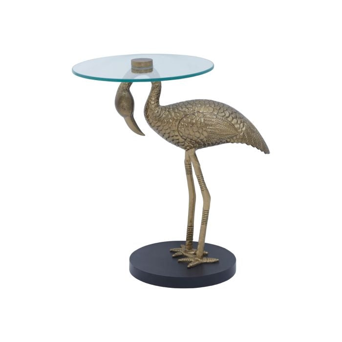 Iikka Clear Glass Top Side Table With Gold Metal Base